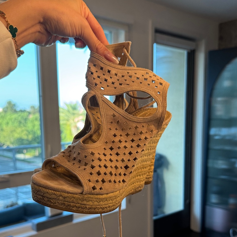 Beige Aquazzura Wedge Sandals